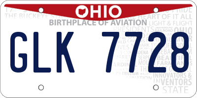 OH license plate GLK7728