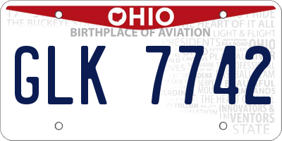 OH license plate GLK7742