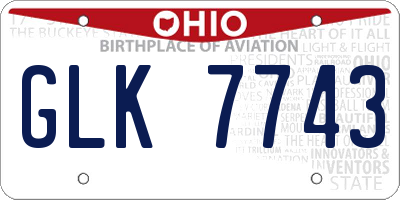 OH license plate GLK7743