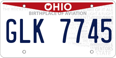 OH license plate GLK7745