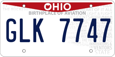 OH license plate GLK7747