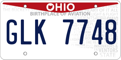 OH license plate GLK7748