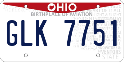OH license plate GLK7751