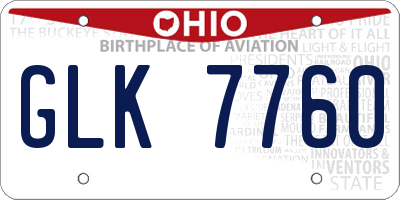 OH license plate GLK7760
