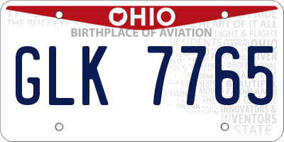 OH license plate GLK7765