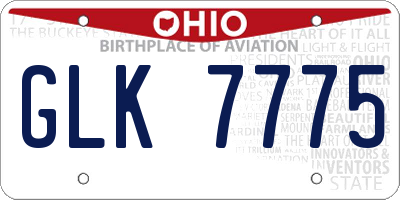 OH license plate GLK7775