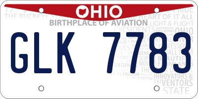 OH license plate GLK7783