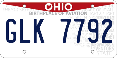 OH license plate GLK7792