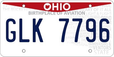 OH license plate GLK7796