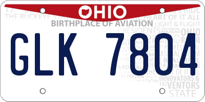 OH license plate GLK7804