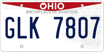 OH license plate GLK7807