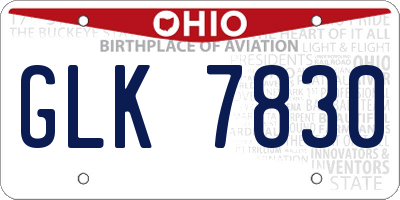 OH license plate GLK7830