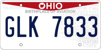 OH license plate GLK7833