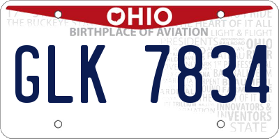 OH license plate GLK7834