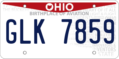 OH license plate GLK7859