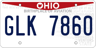 OH license plate GLK7860