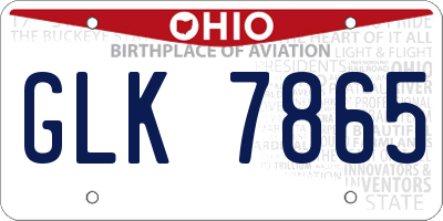 OH license plate GLK7865