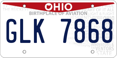 OH license plate GLK7868