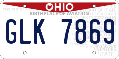 OH license plate GLK7869
