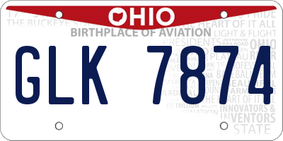 OH license plate GLK7874
