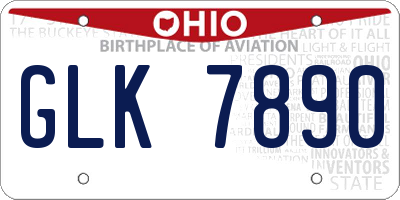 OH license plate GLK7890