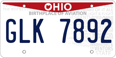 OH license plate GLK7892