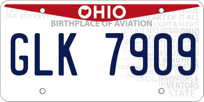OH license plate GLK7909
