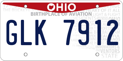 OH license plate GLK7912