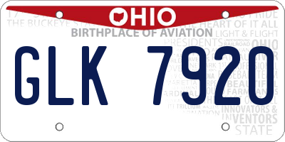 OH license plate GLK7920