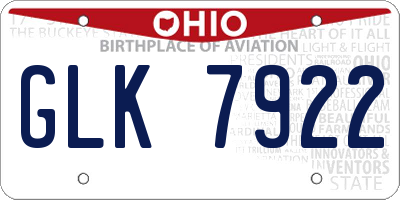 OH license plate GLK7922