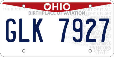 OH license plate GLK7927