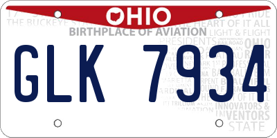 OH license plate GLK7934