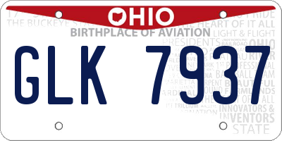 OH license plate GLK7937