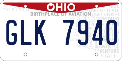 OH license plate GLK7940