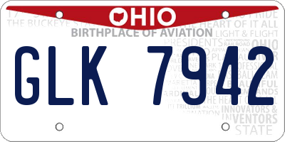 OH license plate GLK7942