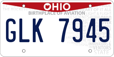 OH license plate GLK7945