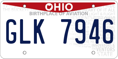 OH license plate GLK7946