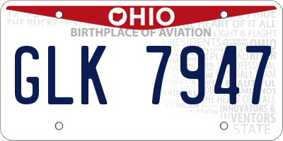 OH license plate GLK7947