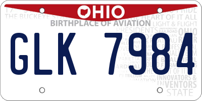 OH license plate GLK7984