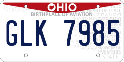 OH license plate GLK7985