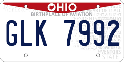 OH license plate GLK7992
