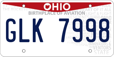 OH license plate GLK7998