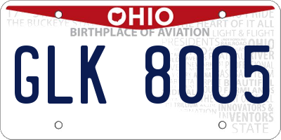 OH license plate GLK8005