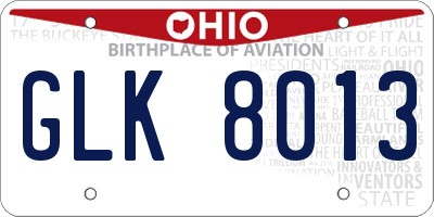 OH license plate GLK8013