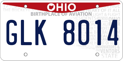 OH license plate GLK8014