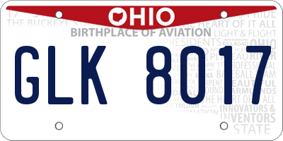 OH license plate GLK8017