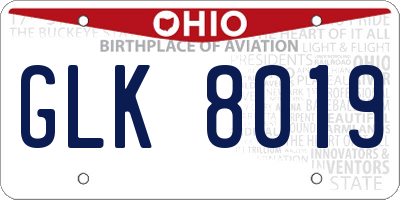 OH license plate GLK8019