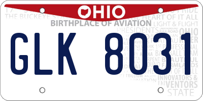 OH license plate GLK8031