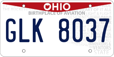 OH license plate GLK8037