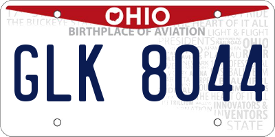 OH license plate GLK8044